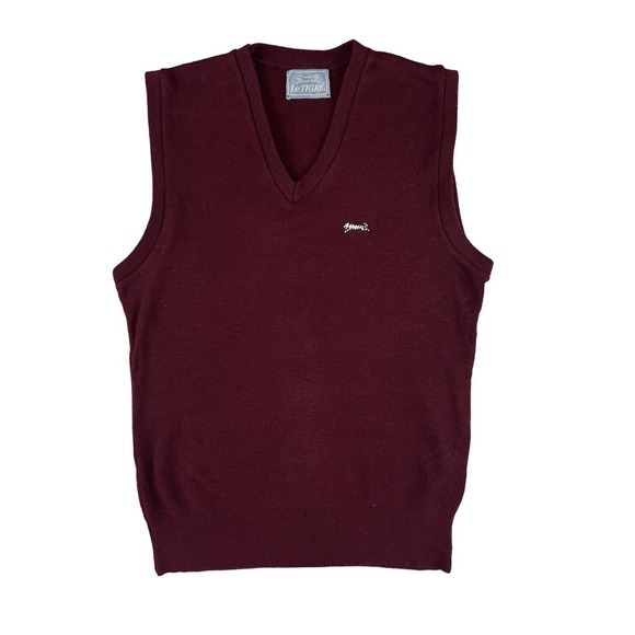 VTG Le Tigre Burgundy‎ V-Neck Pullover Sweater Vest Size. Medium - Picture 1 of 5